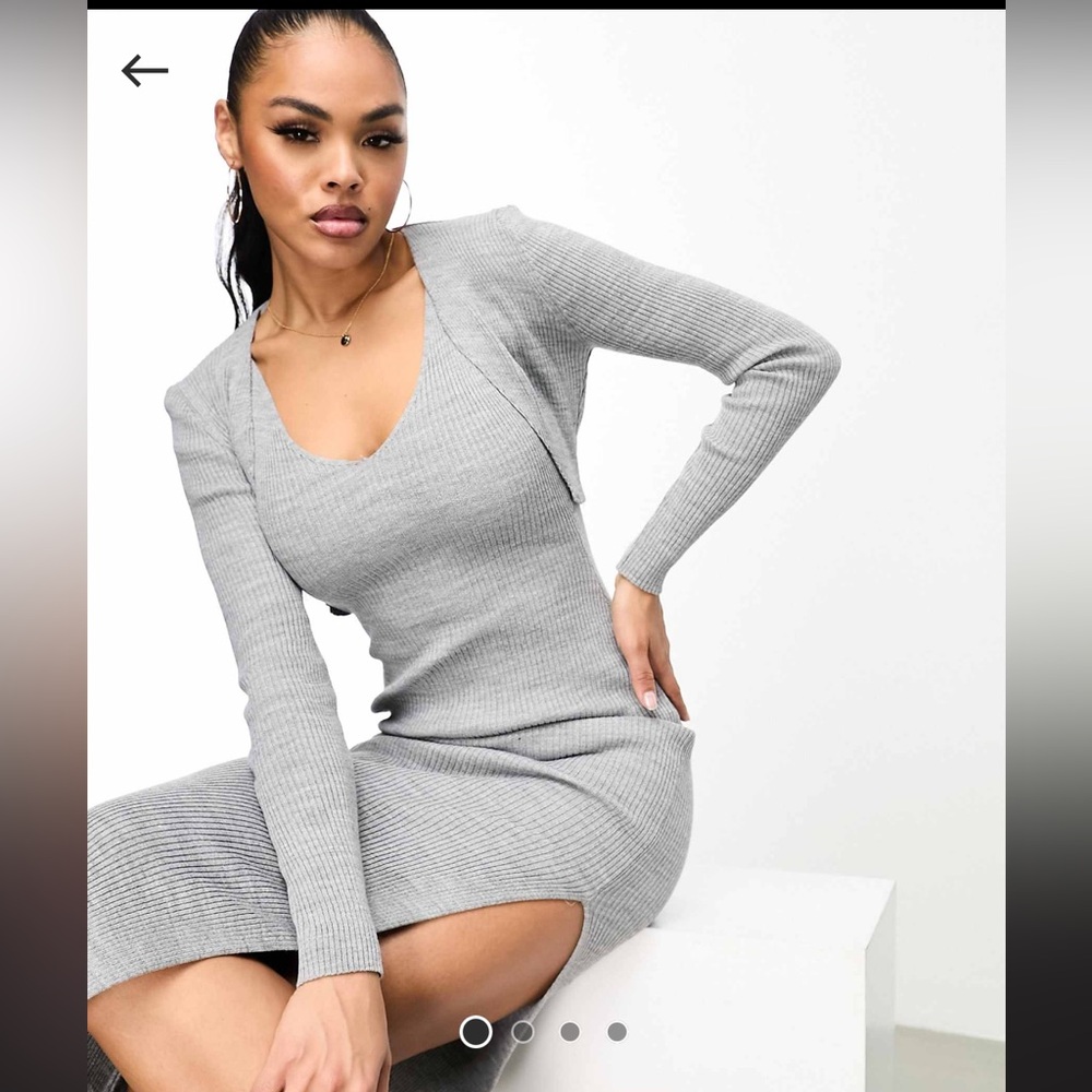 Fashionkilla Fine Knit Sleeveless Bodycon Midi Sweater Dress And Cardigan Set
